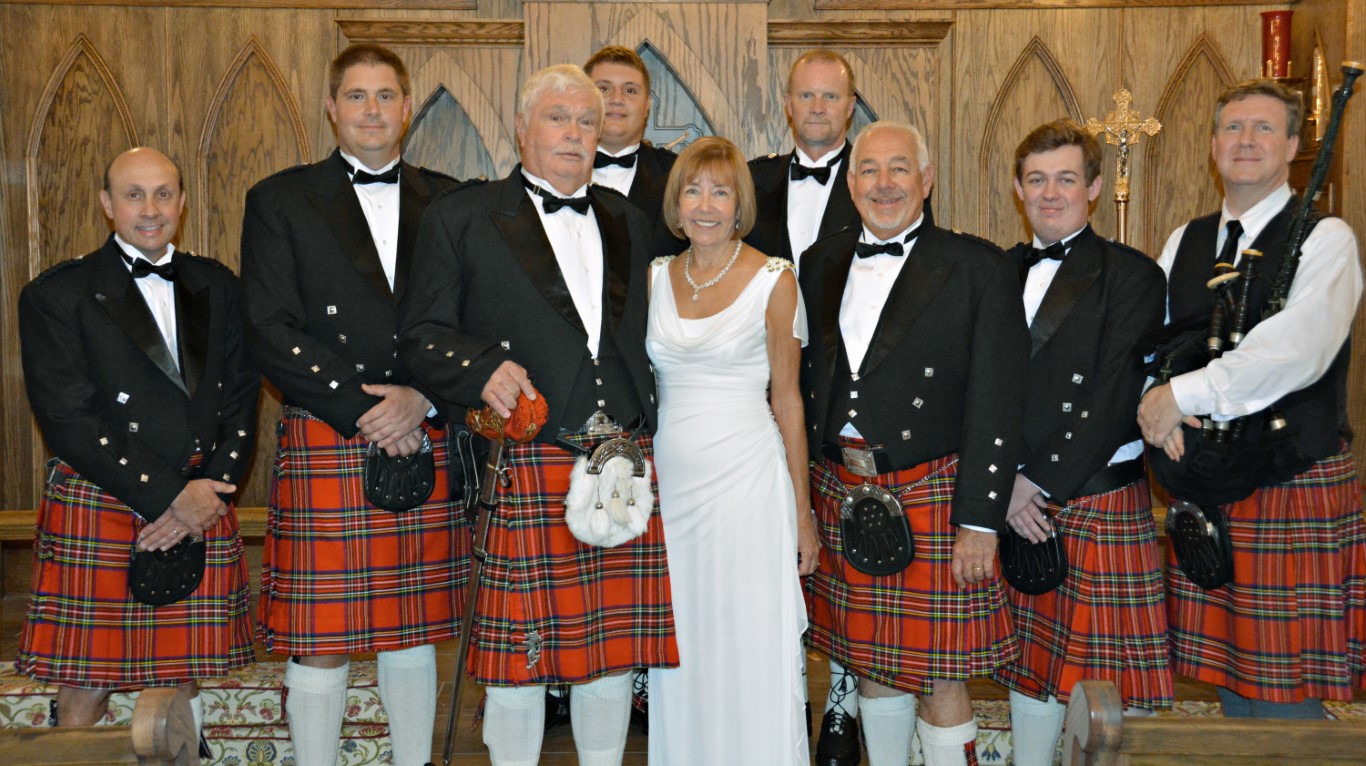 Picture of traditional tartan kilts for weddings celebrating celtic, Scottish, and Irish heritage!